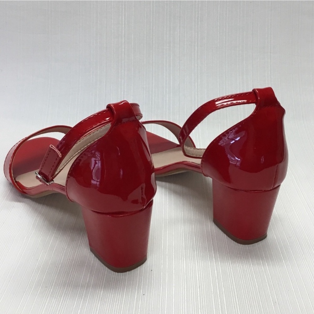 Red Patent Block Heel Sandals - Women - Picture 4 of 8